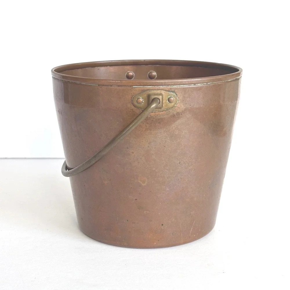 Vintage Copper Bucket with Handle Rustic Farmhouse Pail Planter Decor West Bend
